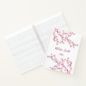 Floral Cherry Blossom Pink White Jouw naam Notitieboek (Binnen)