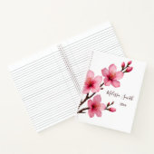 Floral Cherry Blossom Pink White Jouw naam Notitieboek (Binnen)