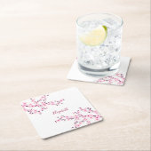 Floral Cherry Blossom Pink White Monogram Kartonnen Onderzetters (Insitu)