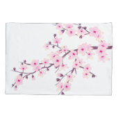 Floral Cherry Blossom Pink White Monogram Kussensloop (Achterkant)