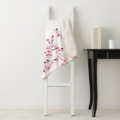 Floral Cherry Blossom Pink White Monogram Sherpa Deken (In situ)