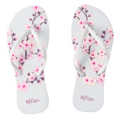 Floral Cherry Blossom Pink White Monogram Teenslippers (Voetbed)