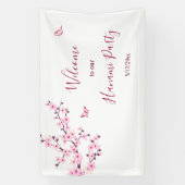 Floral Cherry Blossom Pink White personaliseren Spandoek (Verticaal)