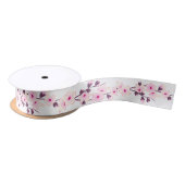 Floral Cherry Blossom Pink White Ribbon Satijnen Lint (Spoel)