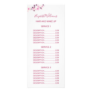 Floral Cherry Blossom Pink White Service Prijzen  Reclamekaart