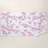 Floral Cherry Blossom Pink White Strandlaken (Voorkant)