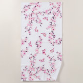 Floral Cherry Blossom Pink White Strandlaken (Voorkant)