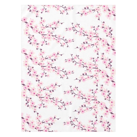 Floral Cherry Blossom Pink White Tafelkleed (Voorkant)