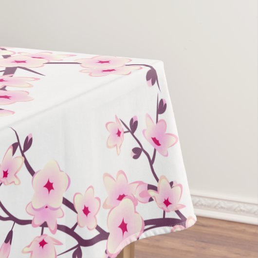 Floral Cherry Blossom Pink White Tafelkleed (Voorbeeld)