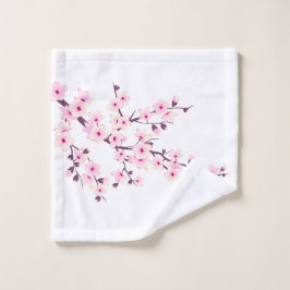Floral Cherry Blossom Pink White Washandje