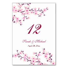 Floral Cherry Blossom Pink White Wedding Kaart