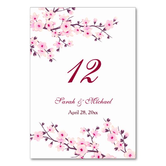 Floral Cherry Blossom Pink White Wedding Kaart (Voorkant)