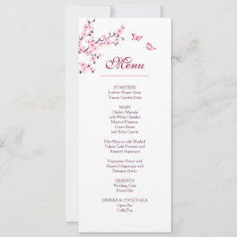 Floral Cherry Blossom Pink White Wedding Kaart