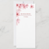 Floral Cherry Blossom Pink White Wedding    Kaart (Achterkant)