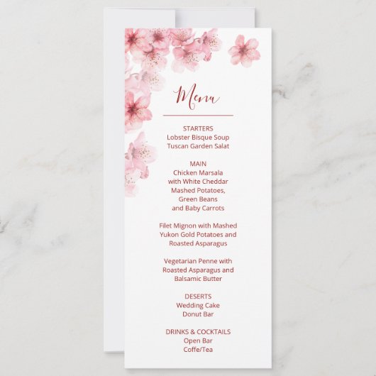 Floral Cherry Blossom Pink White Wedding    Kaart (Voorkant)
