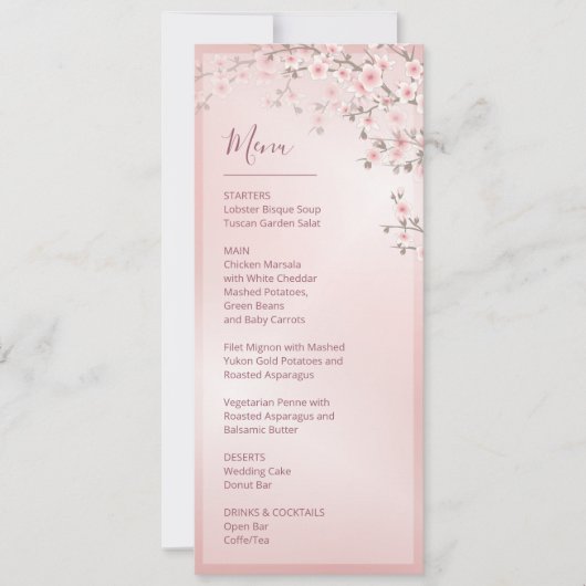 Floral Cherry Blossom Pink White Wedding    Kaart (Voorkant)