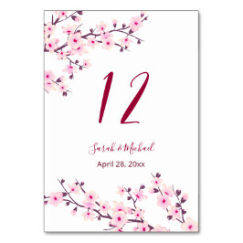 Floral Cherry Blossom Pink White Wedding Kaart
