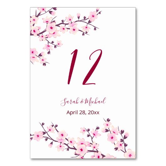 Floral Cherry Blossom Pink White Wedding Kaart (Voorkant)