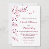 Floral Cherry Blossom Pink White Wedding Kaart (Voorkant)