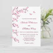 Floral Cherry Blossom Pink White Wedding Kaart (Staand voorkant)