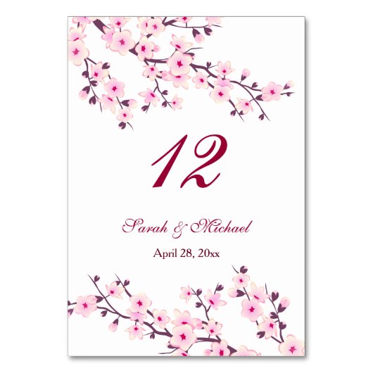 Floral Cherry Blossom Pink White Wedding Kaart (Voorkant)