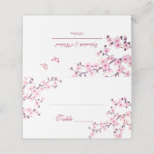 Floral Cherry Blossom Pink White Wedding Plaatskaartje (Buitenkant ongevouwen)