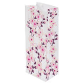 Floral Cherry Blossom Pink White Wijn Cadeautas (Achterkant Gekanteld)