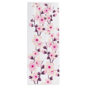 Floral Cherry Blossom Pink White Wijn Cadeautas (Achterkant)