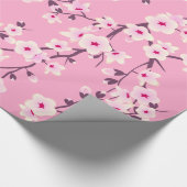 Floral Cherry Blossom Pink Wrapping Paper Cadeaupapier (Hoek)