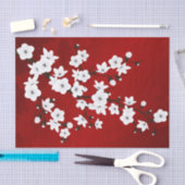 Floral Cherry Blossom Red White Tissuepapier (Craft)