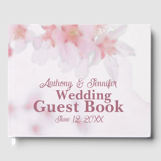 Floral Cherry Blossom Roze en Wit Custom Name Gastenboek (Voorkant)