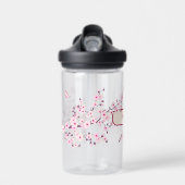 Floral Cherry Blossom | roze monogram Waterfles (Voorkant)