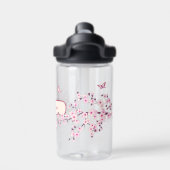 Floral Cherry Blossom | roze monogram Waterfles (Achterkant)