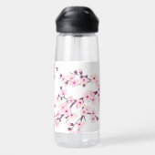 Floral Cherry Blossom | Roze witte monogram Waterfles (Achterkant)