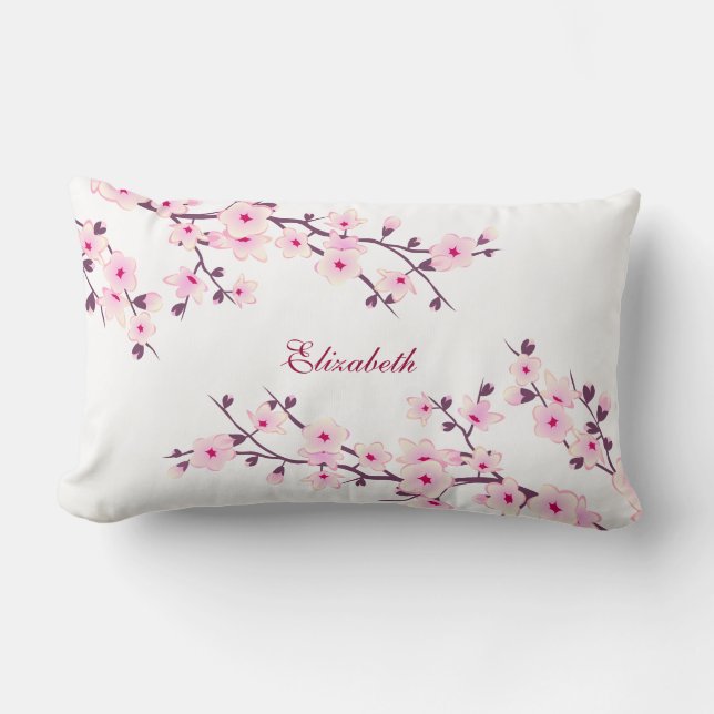 Floral Cherry Blossom (Sakura) Lumbar Pillow Kussen (Voorkant)