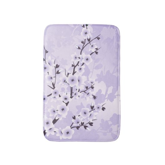 Floral Cherry Blossom Sakura Paars Badmat (Voorkant Verticaal)
