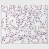 Floral Cherry Blossom Sakura Pink White Pattern Cadeaupapier (Vlak)