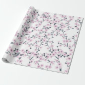 Floral Cherry Blossom Sakura Pink White Pattern Cadeaupapier (Uitgerold)