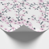 Floral Cherry Blossom Sakura Pink White Pattern Cadeaupapier (Hoek)