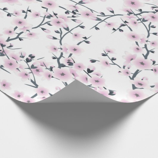 Floral Cherry Blossom Sakura Pink White Pattern Cadeaupapier (Hoek)