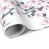 Floral Cherry Blossom Sakura Pink White Pattern Cadeaupapier (Rol Hoek)