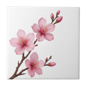Floral Cherry Blossom (Sakura) Pink White Tegeltje