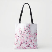Floral Cherry Blossom (Sakura) Pink White Tote Bag (Voorkant)