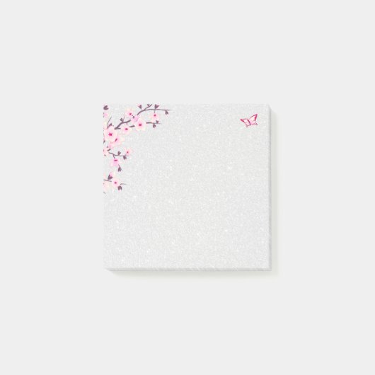 Floral Cherry Blossom Silver Glitter Post-it® Notes (Voorkant)
