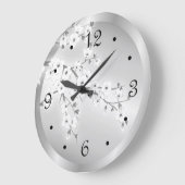 Floral Cherry Blossom Silver Numbers Grote Klok (Hoek)