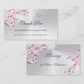 Floral Cherry Blossom Thank You Business Card Visitekaartje (Voorkant / Achterkant)