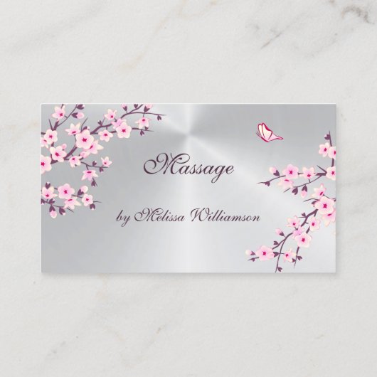 Floral Cherry Blossom Thank You Business Card Visitekaartje (Achterkant)