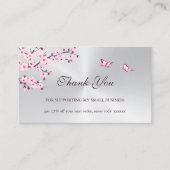 Floral Cherry Blossom Thank You Business Card Visitekaartje (Voorkant)