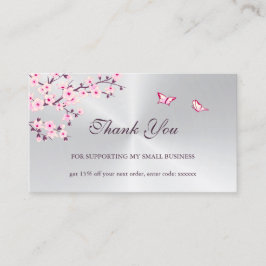 Floral Cherry Blossom Thank You Business Card Visitekaartje