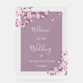 Floral Cherry Blossom Transparent Wedding Welcome Acryl Bord (Voorkant)